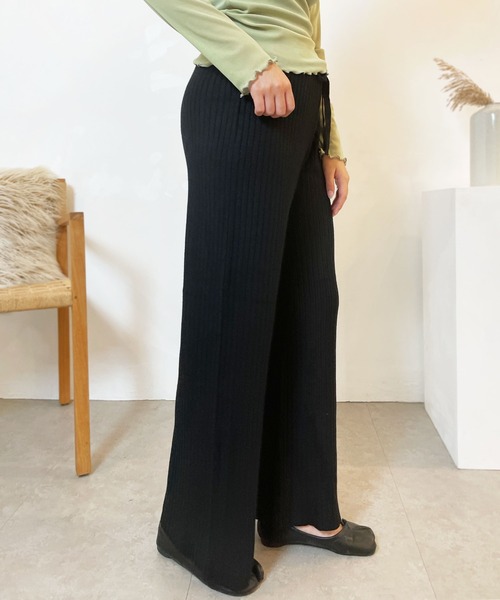 CEMONEMO（セモネモ）の「ウエストゴム リブニット パンツ（その他パンツ・レディース・アイボリー/ベージュ/グレー/ブラック・FREE）」の13枚目の写真