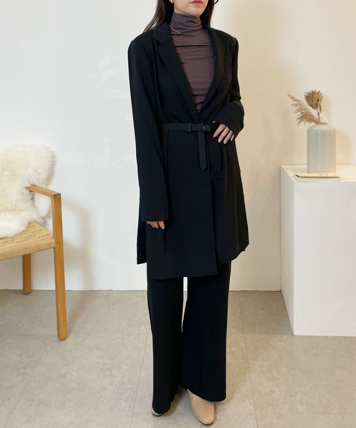 CEMONEMO（セモネモ）の「ウエストゴム リブニット パンツ（その他パンツ・レディース・アイボリー/ベージュ/グレー/ブラック・FREE）」の9枚目の写真