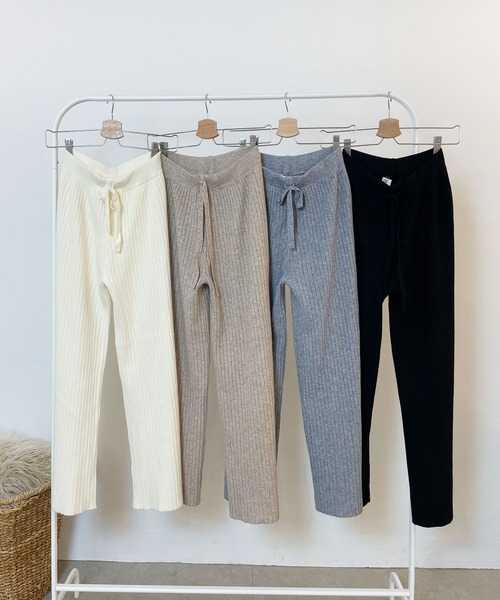 CEMONEMO（セモネモ）の「ウエストゴム リブニット パンツ（その他パンツ・レディース・アイボリー/ベージュ/グレー/ブラック・FREE）」の22枚目の写真