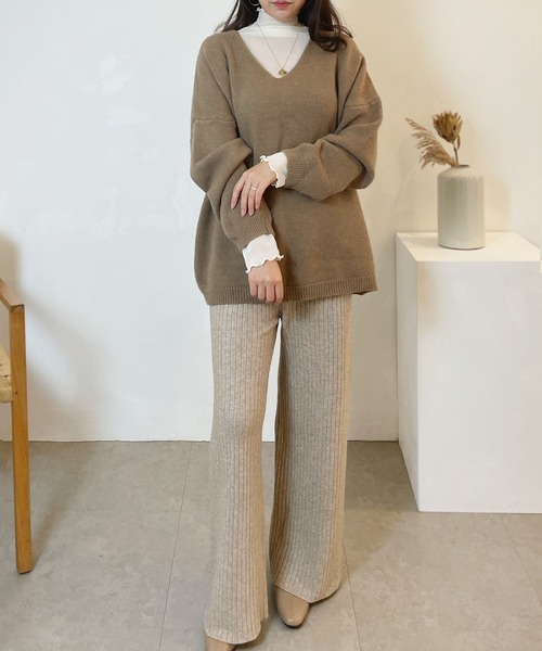 CEMONEMO（セモネモ）の「ウエストゴム リブニット パンツ（その他パンツ・レディース・アイボリー/ベージュ/グレー/ブラック・FREE）」の18枚目の写真