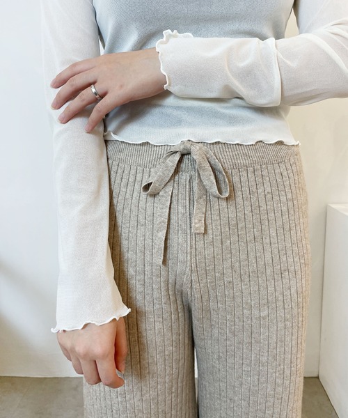 CEMONEMO（セモネモ）の「ウエストゴム リブニット パンツ（その他パンツ・レディース・アイボリー/ベージュ/グレー/ブラック・FREE）」の15枚目の写真