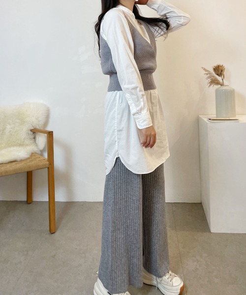 CEMONEMO（セモネモ）の「ウエストゴム リブニット パンツ（その他パンツ・レディース・アイボリー/ベージュ/グレー/ブラック・FREE）」の10枚目の写真