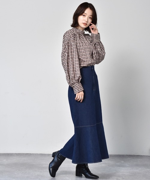 RETRO GIRL（レトロガール）の「総柄ボリューム袖ブラウス（シャツ/ブラウス・レディース・ブラウン系その他/グリーン系その他/ブルー系その他/オレンジ系その他・FREE）」の7枚目の写真