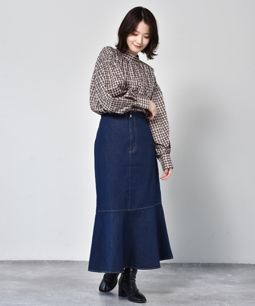 RETRO GIRL（レトロガール）の「総柄ボリューム袖ブラウス（シャツ/ブラウス・レディース・ブラウン系その他/グリーン系その他/ブルー系その他/オレンジ系その他・FREE）」の8枚目の写真