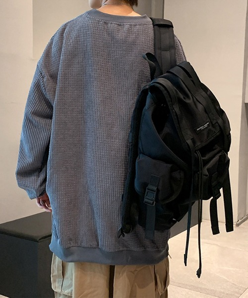 aimoha（アイモハ）の「ワッフル生地ビッグシルエットスウェット（スウェット・メンズ・ブラック/ダークグレー/ベージュ・MEDIUM/LARGE/X-LARGE/XX-LARGE/XXX-LARGE）」の16枚目の写真