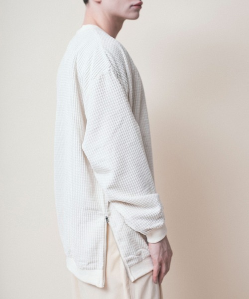 aimoha（アイモハ）の「ワッフル生地ビッグシルエットスウェット（スウェット・メンズ・ブラック/ダークグレー/ベージュ・MEDIUM/LARGE/X-LARGE/XX-LARGE/XXX-LARGE）」の20枚目の写真