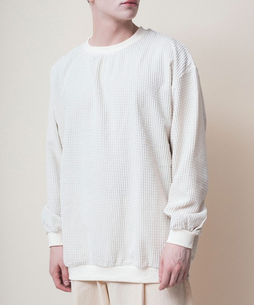 aimoha（アイモハ）の「ワッフル生地ビッグシルエットスウェット（スウェット・メンズ・ブラック/ダークグレー/ベージュ・MEDIUM/LARGE/X-LARGE/XX-LARGE/XXX-LARGE）」の21枚目の写真