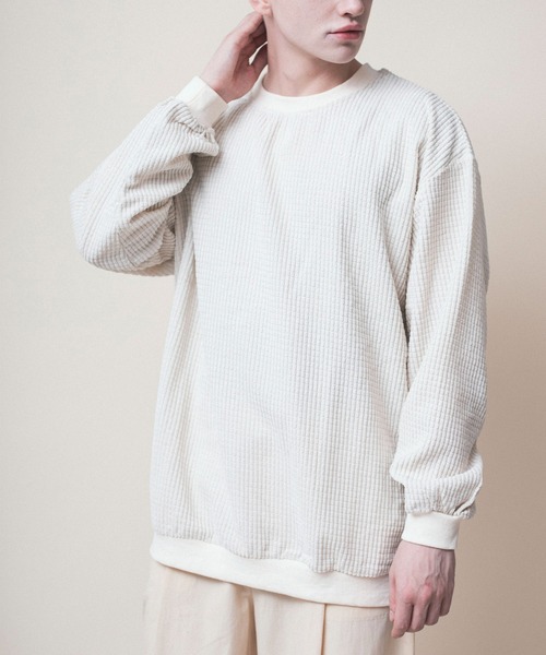 aimoha（アイモハ）の「ワッフル生地ビッグシルエットスウェット（スウェット・メンズ・ブラック/ダークグレー/ベージュ・MEDIUM/LARGE/X-LARGE/XX-LARGE/XXX-LARGE）」の22枚目の写真