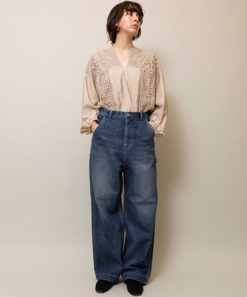 Johnbull（ジョンブル）の「レースブロッキングシャツ（シャツ/ブラウス・レディース・ブラック/ベージュ/ライトオリーブ・FREE）」の11枚目の写真