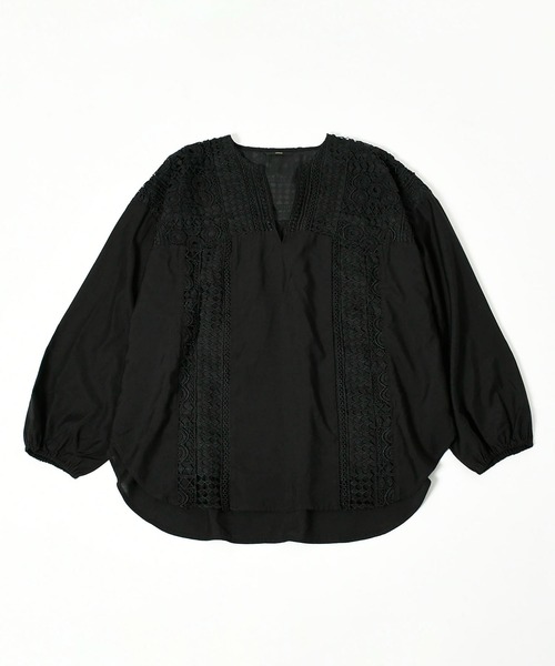 Johnbull（ジョンブル）の「レースブロッキングシャツ（シャツ/ブラウス・レディース・ブラック/ベージュ/ライトオリーブ・FREE）」の20枚目の写真