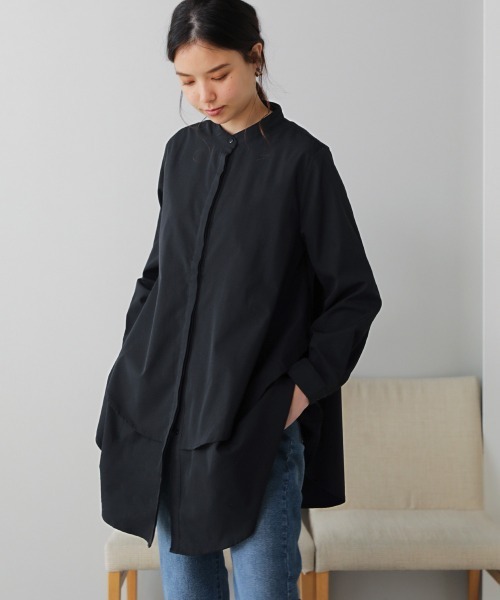 Bou Jeloud（ブージュルード）の「レイヤードシャツチュニック（シャツ/ブラウス・レディース・ブラック/オフホワイト/ライトカーキ・38）」の3枚目の写真