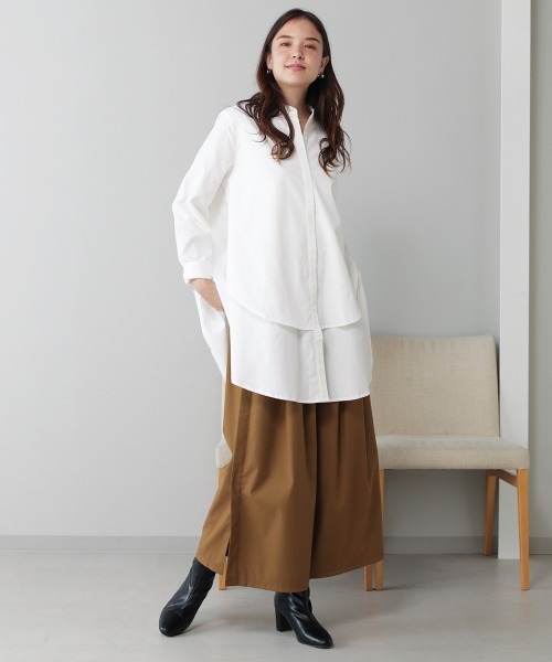 Bou Jeloud（ブージュルード）の「レイヤードシャツチュニック（シャツ/ブラウス・レディース・ブラック/オフホワイト/ライトカーキ・38）」の14枚目の写真