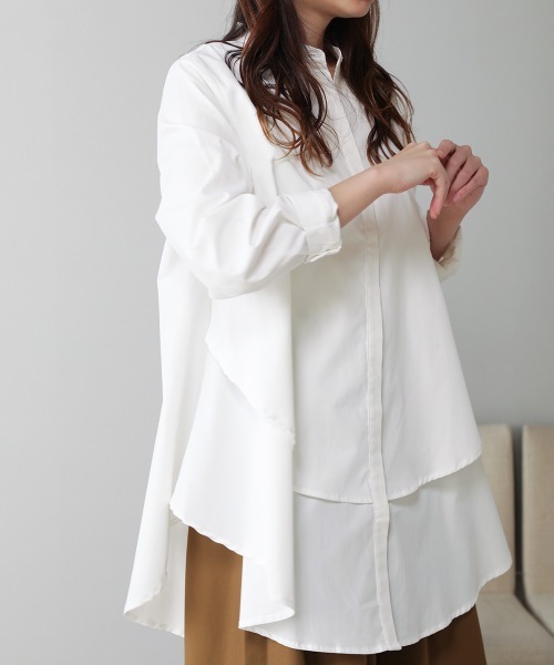 Bou Jeloud（ブージュルード）の「レイヤードシャツチュニック（シャツ/ブラウス・レディース・ブラック/オフホワイト/ライトカーキ・38）」の16枚目の写真