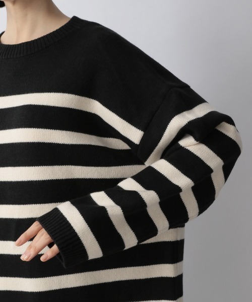 LOWRYS FARM（ローリーズファーム）の「ボーダーチュニックニットＬＳ　257066（ニット/セーター・レディース・オフホワイト/ブラック/オレンジ・FREE）」の12枚目の写真