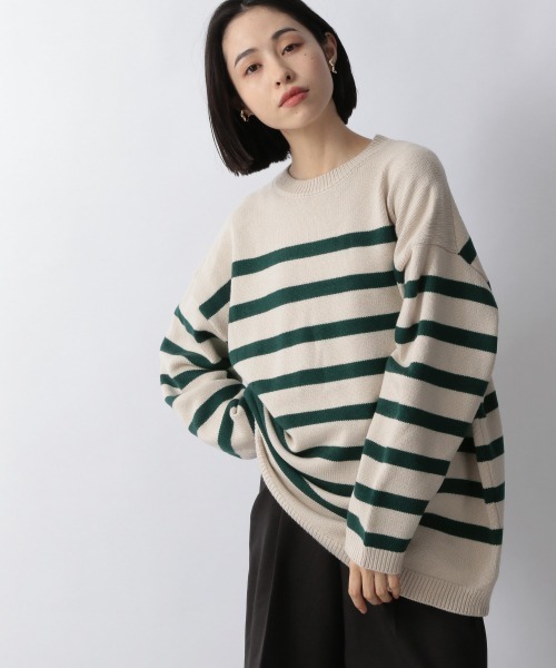 LOWRYS FARM（ローリーズファーム）の「ボーダーチュニックニットＬＳ　257066（ニット/セーター・レディース・オフホワイト/ブラック/オレンジ・FREE）」の18枚目の写真