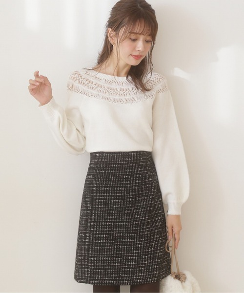 PROPORTION BODY DRESSING(プロポーションボディドレッシング)の「レーシーデザインニット / 1212170102(ニット/セーター・レディース・パープル/ホワイト系その他/ライトグリーン・FREE)」の2枚目の写真