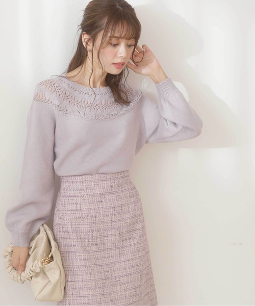 PROPORTION BODY DRESSING(プロポーションボディドレッシング)の「レーシーデザインニット / 1212170102(ニット/セーター・レディース・パープル/ホワイト系その他/ライトグリーン・FREE)」の3枚目の写真