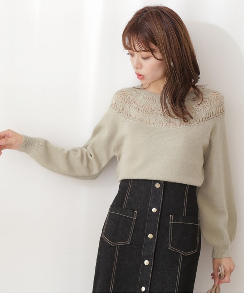 PROPORTION BODY DRESSING(プロポーションボディドレッシング)の「レーシーデザインニット / 1212170102(ニット/セーター・レディース・パープル/ホワイト系その他/ライトグリーン・FREE)」の1枚目の写真