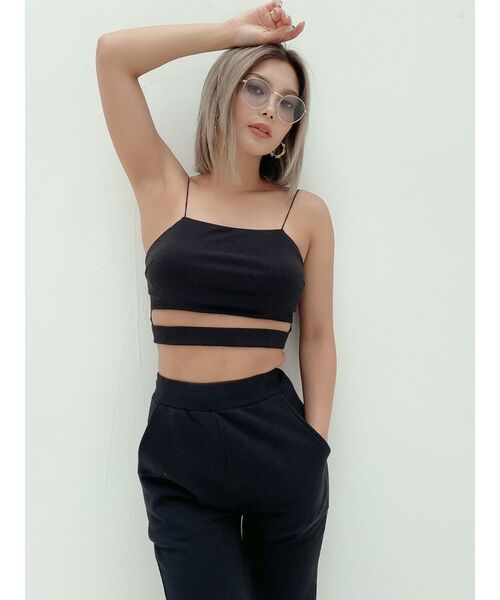 GYDA（ジェイダ）の「ウエストデザインテレコビスチェ（キャミソール・レディース・ブラック/オフホワイト/マスタード・FREE）」の14枚目の写真