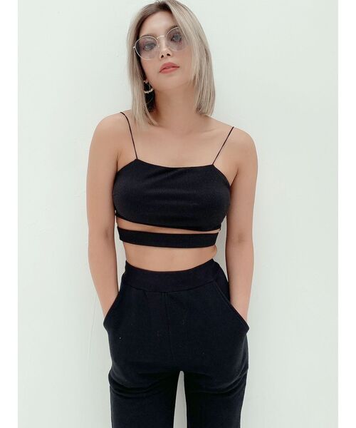 GYDA（ジェイダ）の「ウエストデザインテレコビスチェ（キャミソール・レディース・ブラック/オフホワイト/マスタード・FREE）」の8枚目の写真