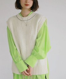 SLOBE citron. | SLOBE citron. ブロックチェック編みベスト◆(ベスト)