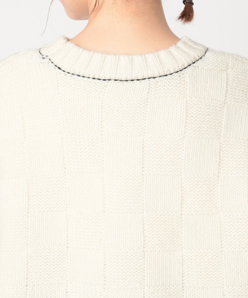 SLOBE citron.（スローブシトロン）の「SLOBE citron. ブロックチェック編みベスト◆（ベスト・レディース・ブラック/アイボリー・FREE）」の11枚目の写真