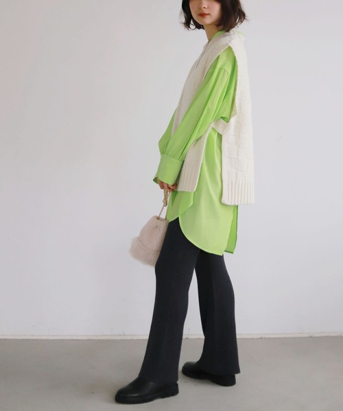 SLOBE citron.（スローブシトロン）の「SLOBE citron. ブロックチェック編みベスト◆（ベスト・レディース・ブラック/アイボリー・FREE）」の10枚目の写真