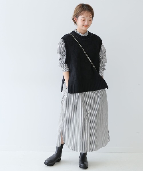 SLOBE citron.（スローブシトロン）の「SLOBE citron. ブロックチェック編みベスト◆（ベスト・レディース・ブラック/アイボリー・FREE）」の14枚目の写真