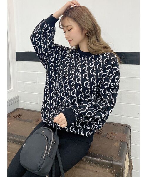 GYDA（ジェイダ）の「GYDA PATTERN ニットトップス（ニット/セーター・レディース・ブラック/ミント/ベージュ・FREE）」の19枚目の写真