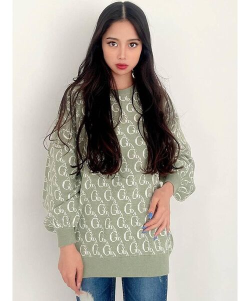 GYDA（ジェイダ）の「GYDA PATTERN ニットトップス（ニット/セーター・レディース・ブラック/ミント/ベージュ・FREE）」の10枚目の写真