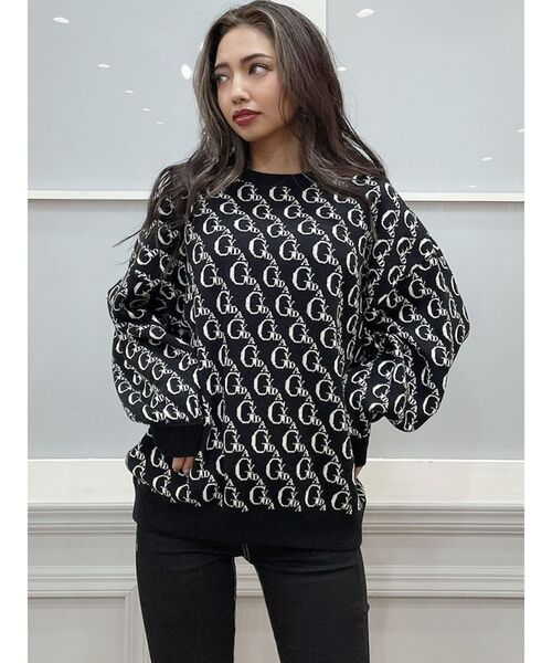 GYDA（ジェイダ）の「GYDA PATTERN ニットトップス（ニット/セーター・レディース・ブラック/ミント/ベージュ・FREE）」の5枚目の写真