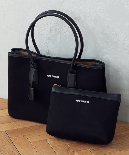 MONO　COMME CA（モノコムサ）の「ポーチ付き　キャンバストートバッグ（トートバッグ・レディース・ライトグレー/ブラック/キナリ・FREE）」の9枚目の写真