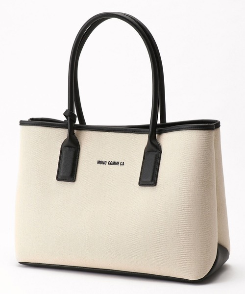 MONO　COMME CA（モノコムサ）の「ポーチ付き　キャンバストートバッグ（トートバッグ・レディース・ライトグレー/ブラック/キナリ・FREE）」の4枚目の写真
