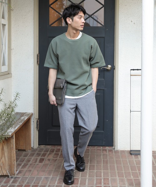 UNION STATION（ユニオンステーション）の「【セットアイテム】メッシュニット 5分袖 レイヤードTシャツ（ニット/セーター・メンズ・グレー/ベージュ/ブルー/グリーン/ブラック・LL/L/M）」の15枚目の写真