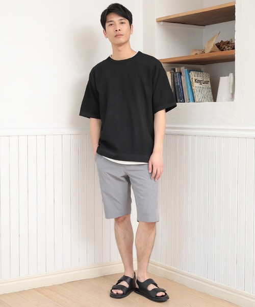 UNION STATION（ユニオンステーション）の「【セットアイテム】メッシュニット 5分袖 レイヤードTシャツ（ニット/セーター・メンズ・グレー/ベージュ/ブルー/グリーン/ブラック・LL/L/M）」の16枚目の写真