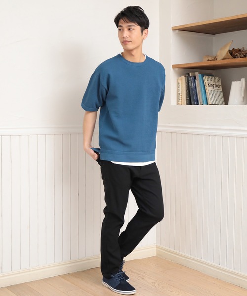 UNION STATION（ユニオンステーション）の「【セットアイテム】メッシュニット 5分袖 レイヤードTシャツ（ニット/セーター・メンズ・グレー/ベージュ/ブルー/グリーン/ブラック・LL/L/M）」の19枚目の写真