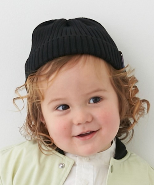 petit main(プティマイン)の「コットンビーニー(ニットキャップ/ビーニー・キッズ・ブラック/ライトグリーン/ライトピンク・52cm/54cm)」の2枚目の写真