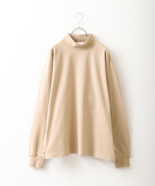 ZIP FIVE（ジップファイブ）の「【NanoTec】ビッグシルエットヘビーウェイトモックネックロング長袖Tシャツ 防臭/消臭/抗菌（Tシャツ/カットソー・メンズ・ベージュ/オフホワイト/グリーン/ブルーグレー/チャコール/パープル系/レッド系・MEDIUM/LARGE/X-LARGE）」の5枚目の写真