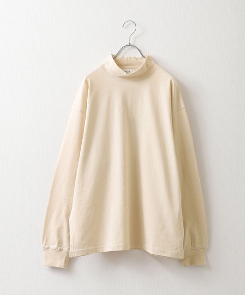 ZIP FIVE（ジップファイブ）の「【NanoTec】ビッグシルエットヘビーウェイトモックネックロング長袖Tシャツ 防臭/消臭/抗菌（Tシャツ/カットソー・メンズ・ベージュ/オフホワイト/グリーン/ブルーグレー/チャコール/パープル系/レッド系・MEDIUM/LARGE/X-LARGE）」の2枚目の写真