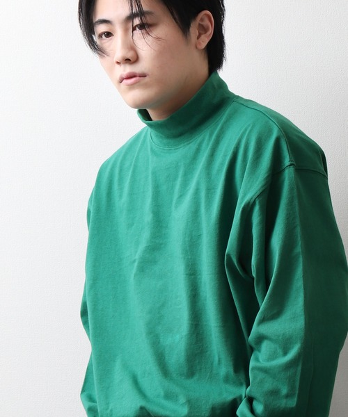 ZIP FIVE（ジップファイブ）の「【NanoTec】ビッグシルエットヘビーウェイトモックネックロング長袖Tシャツ 防臭/消臭/抗菌（Tシャツ/カットソー・メンズ・ベージュ/オフホワイト/グリーン/ブルーグレー/チャコール/パープル系/レッド系・MEDIUM/LARGE/X-LARGE）」の13枚目の写真