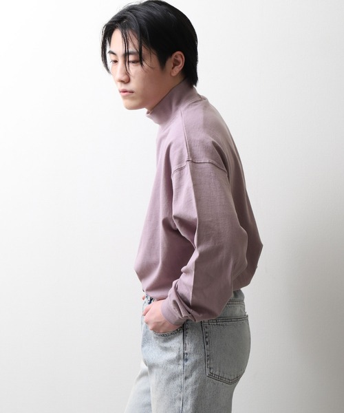 ZIP FIVE（ジップファイブ）の「【NanoTec】ビッグシルエットヘビーウェイトモックネックロング長袖Tシャツ 防臭/消臭/抗菌（Tシャツ/カットソー・メンズ・ベージュ/オフホワイト/グリーン/ブルーグレー/チャコール/パープル系/レッド系・MEDIUM/LARGE/X-LARGE）」の17枚目の写真