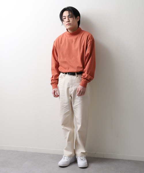 ZIP FIVE（ジップファイブ）の「【NanoTec】ビッグシルエットヘビーウェイトモックネックロング長袖Tシャツ 防臭/消臭/抗菌（Tシャツ/カットソー・メンズ・ベージュ/オフホワイト/グリーン/ブルーグレー/チャコール/パープル系/レッド系・MEDIUM/LARGE/X-LARGE）」の19枚目の写真