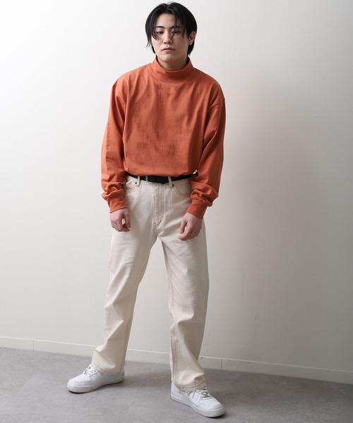 ZIP FIVE（ジップファイブ）の「【NanoTec】ビッグシルエットヘビーウェイトモックネックロング長袖Tシャツ 防臭/消臭/抗菌（Tシャツ/カットソー・メンズ・ベージュ/オフホワイト/グリーン/ブルーグレー/チャコール/パープル系/レッド系・MEDIUM/LARGE/X-LARGE）」の20枚目の写真