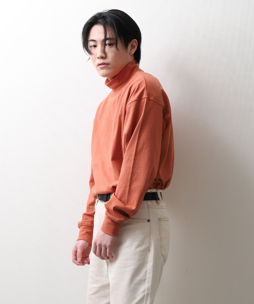 ZIP FIVE（ジップファイブ）の「【NanoTec】ビッグシルエットヘビーウェイトモックネックロング長袖Tシャツ 防臭/消臭/抗菌（Tシャツ/カットソー・メンズ・ベージュ/オフホワイト/グリーン/ブルーグレー/チャコール/パープル系/レッド系・MEDIUM/LARGE/X-LARGE）」の22枚目の写真