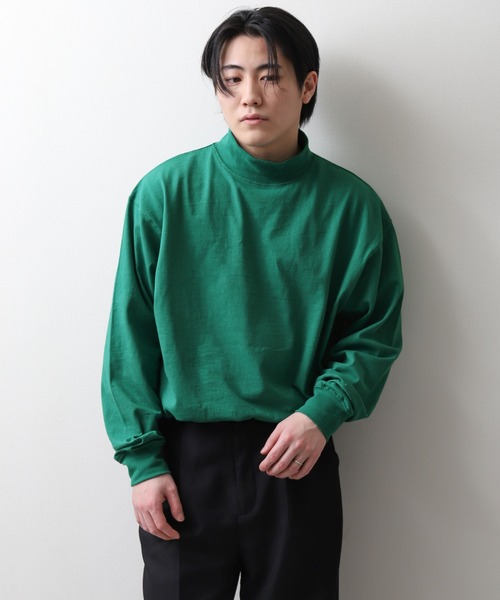 ZIP FIVE（ジップファイブ）の「【NanoTec】ビッグシルエットヘビーウェイトモックネックロング長袖Tシャツ 防臭/消臭/抗菌（Tシャツ/カットソー・メンズ・ベージュ/オフホワイト/グリーン/ブルーグレー/チャコール/パープル系/レッド系・MEDIUM/LARGE/X-LARGE）」の12枚目の写真