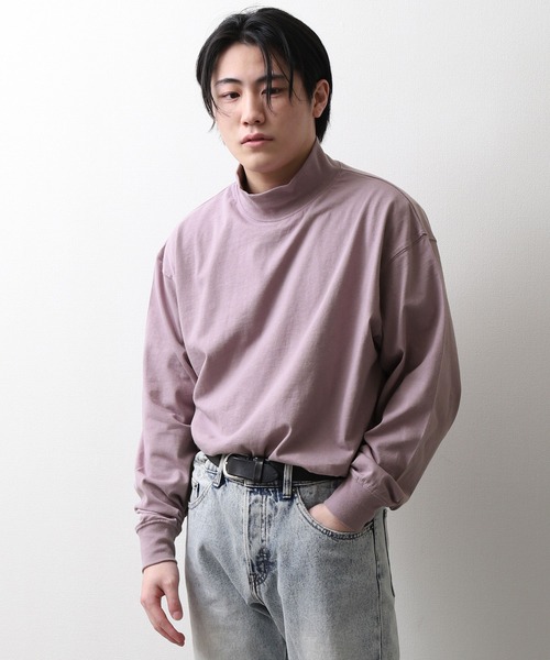 ZIP FIVE（ジップファイブ）の「【NanoTec】ビッグシルエットヘビーウェイトモックネックロング長袖Tシャツ 防臭/消臭/抗菌（Tシャツ/カットソー・メンズ・ベージュ/オフホワイト/グリーン/ブルーグレー/チャコール/パープル系/レッド系・MEDIUM/LARGE/X-LARGE）」の16枚目の写真