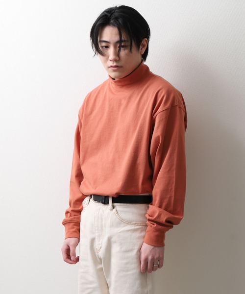 ZIP FIVE（ジップファイブ）の「【NanoTec】ビッグシルエットヘビーウェイトモックネックロング長袖Tシャツ 防臭/消臭/抗菌（Tシャツ/カットソー・メンズ・ベージュ/オフホワイト/グリーン/ブルーグレー/チャコール/パープル系/レッド系・MEDIUM/LARGE/X-LARGE）」の21枚目の写真