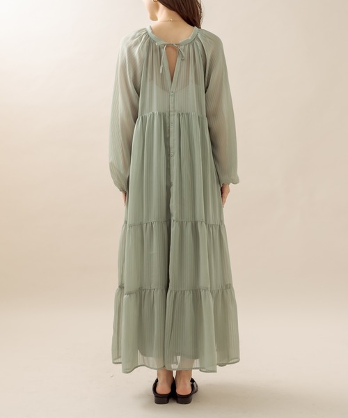 mline（エムライン）の「[mline] シアーストライプティアードワンピース（ワンピース・レディース・オフホワイト/グリーン/ブラック・FREE）」の14枚目の写真