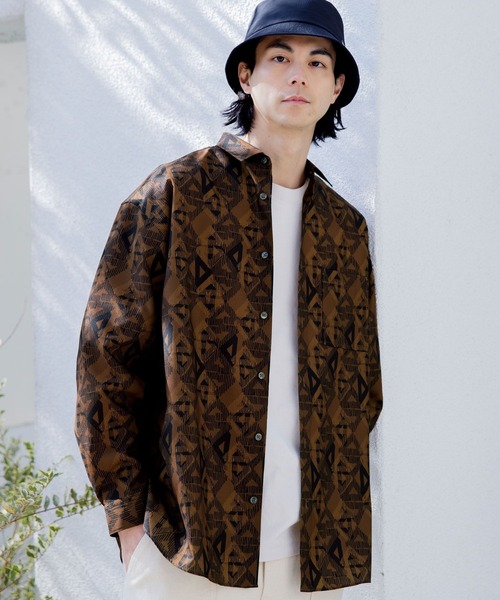 アビスパ　NARA 3番 シャツ ネイビー 幾何学模様 PEACH L/S SHIRT / NAVY 【Eanbe】 | CLOTH+CROSS