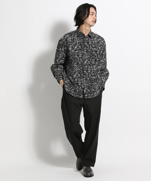 アビスパ　NARA 3番 シャツ ネイビー 幾何学模様 PEACH L/S SHIRT / NAVY 【Eanbe】 | CLOTH+CROSS